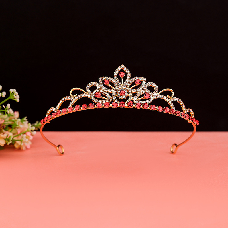 Laste kroonpeakate, printsess, tüdrukute kroon, kristall, suur juuksepael, roosa, jäätunud laste sünnipäeva juukseaksessuaarid