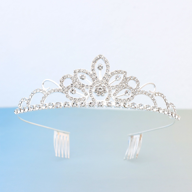 Laste kroonpeakate, printsess, tüdrukute kroon, kristall, suur juuksepael, roosa, jäätunud laste sünnipäeva juukseaksessuaarid