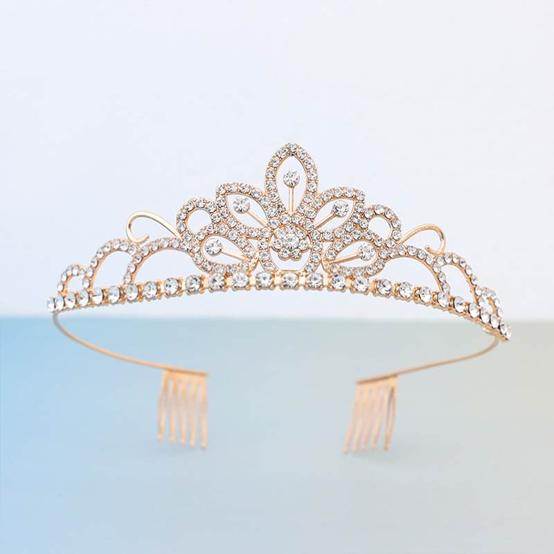 Laste kroonpeakate, printsess, tüdrukute kroon, kristall, suur juuksepael, roosa, jäätunud laste sünnipäeva juukseaksessuaarid