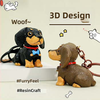 Χαριτωμένο μενταγιόν σκύλου Dachshund από ρητίνη, εξαιρετική κούκλα, μπρελόκ κουταβιού, σχολική τσάντα φοιτητών, κρεμασμένη σε δημιουργικό σχήμα ζώου