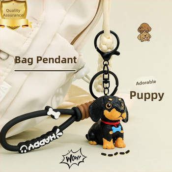 Χαριτωμένο μενταγιόν σκύλου Dachshund από ρητίνη, εξαιρετική κούκλα, μπρελόκ κουταβιού, σχολική τσάντα φοιτητών, κρεμασμένη σε δημιουργικό σχήμα ζώου