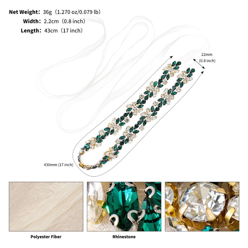 Európai és amerikai divatos menyasszonyi öv, retró esküvői ruha derékpánt, kézzel készített gyémánt ékszerek, strasszos vékony öv