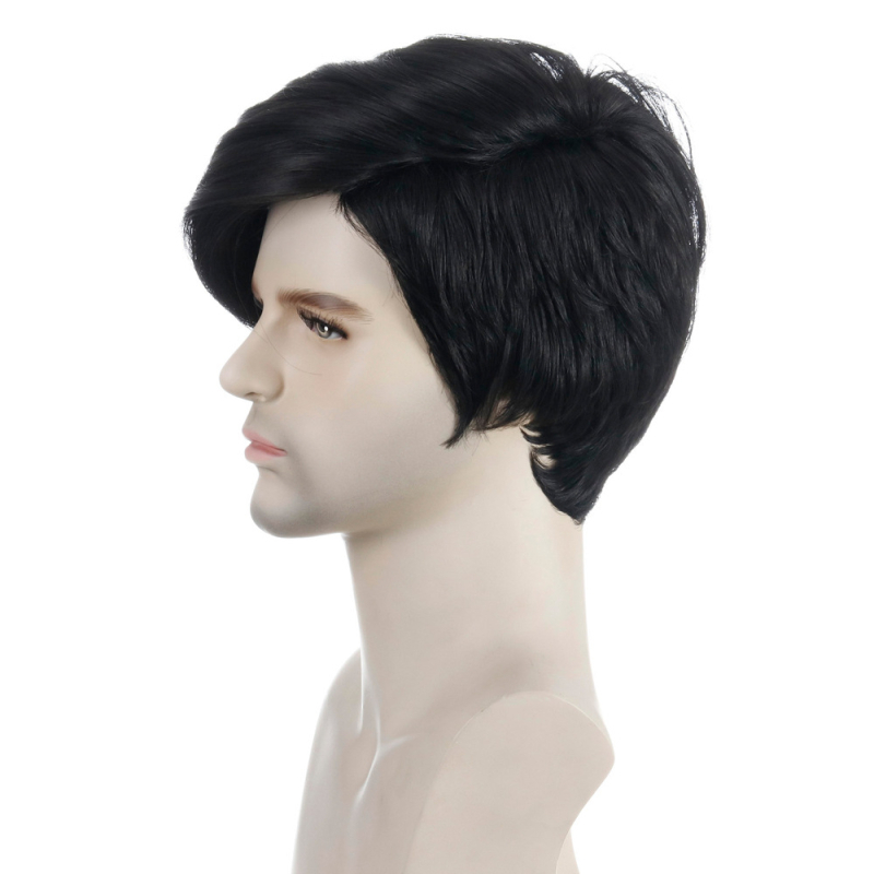 Piiriülene Euroopa ja Ameerika parukas Amazoni uus meeste parukas must keemilisest kiust lühike parukas meeste juuste tootja laos