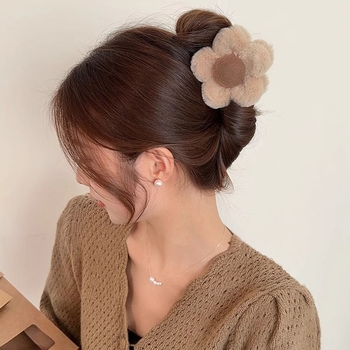 Γυναικεία φουρκέτα με βελούδινο λουλούδι, μεσαίου μεγέθους κλιπ για το κεφάλι και την πλάτη, Advanced Sense Clip Cyber Celebrity Shark Clip, μικρό μέγεθος για το κεφάλι