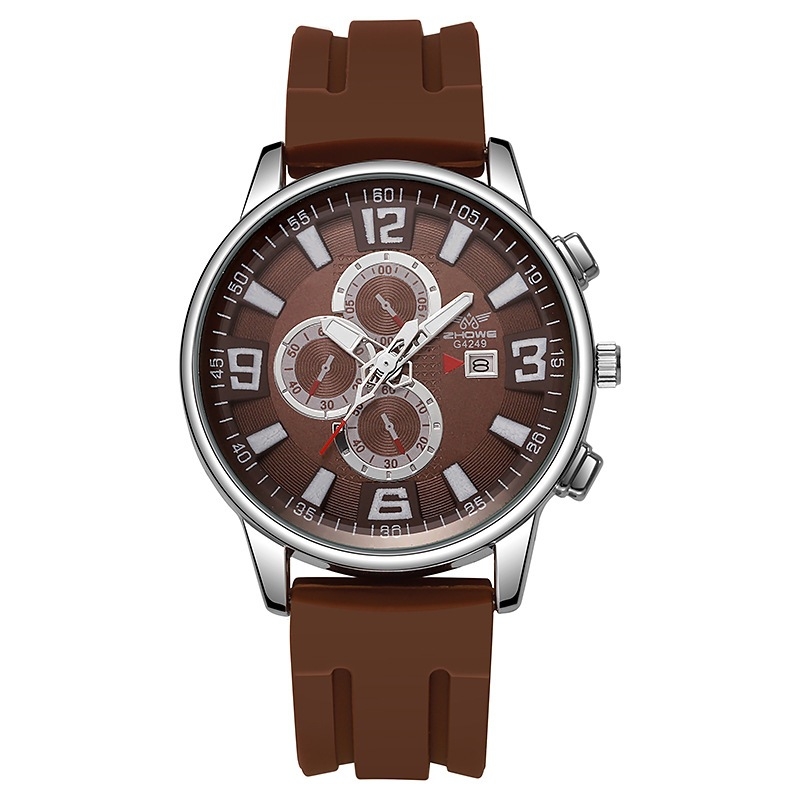 Új férfi karóra külkereskedelmi üzleti temperamentum szilikon háromszemű dekoratív kvarcóra nem mechanikus férfi karóra nagykereskedelemben