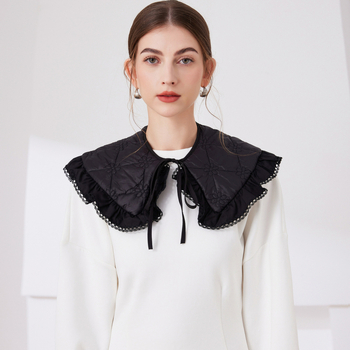 2024-es pamut kockás mintás csipke fekete női napvédő köpeny hamis gallérral, határokon átnyúló gyári nagykereskedelem