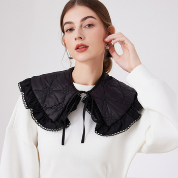 2024 βαμβακερό καρό δαντελένιο μαύρο γυναικείο αντηλιακό κάπας με φούστα και ψεύτικο γιακά διασυνοριακό εργοστάσιο χονδρικής