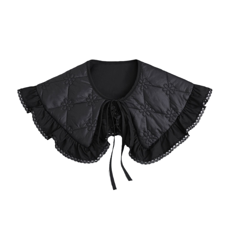 2024-es pamut kockás mintás csipke fekete női napvédő köpeny hamis gallérral, határokon átnyúló gyári nagykereskedelem
