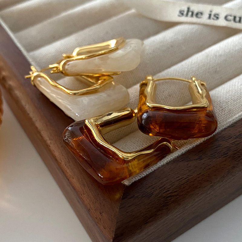 Kvadratiniai „Maillard“ auskarai 2024 m., lengvi, prabangūs, aukštos klasės, rudens ir žiemos auskarai, prancūziški, retro stiliaus, elegantiški, europietiški ir amerikietiški, su ausų sagtimi.