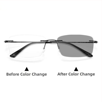 Фотохромни очила за четене с антисиня светлина за мъже на средна и по-възрастна възраст, прогресивни многофокусни очила за четене, ултралеки очила за четене без рамка