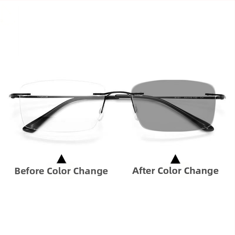 Фотохромни очила за четене с антисиня светлина за мъже на средна и по-възрастна възраст, прогресивни многофокусни очила за четене, ултралеки очила за четене без рамка