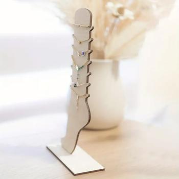 Κομψή ξύλινη βάση για βραχιόλια ποδιού και κολιέ, με βάση για αποθήκευση κοσμημάτων, μενταγιόν και αξεσουάρ