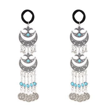 Kazah hercegnő egzotikus hajkiegészítők Retro régi fejdíszek Etnikai stílusú ötvözet hajöv Utazási fotókiegészítők