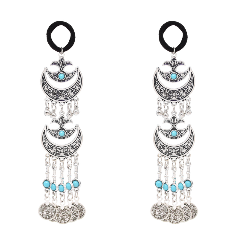 Kazah hercegnő egzotikus hajkiegészítők Retro régi fejdíszek Etnikai stílusú ötvözet hajöv Utazási fotókiegészítők