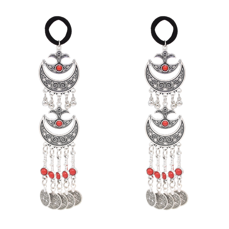 Kazah hercegnő egzotikus hajkiegészítők Retro régi fejdíszek Etnikai stílusú ötvözet hajöv Utazási fotókiegészítők