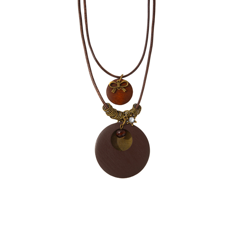 Europietiškas ir amerikietiškas bohemiškas dvigubo sluoksnio apvalaus lanko vėrinys moterims, retro stiliaus, ilgas, paprastas megztinis, skirtas moterims