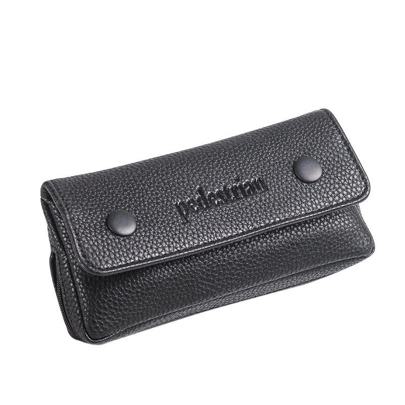 Ādas pīpju soma ar 2 spaiņiem, melna/brūna, liči raksta tabakas soma, pārnēsājama pīpju aksesuāru komplekts, cigarešu maisiņu instrumentu komplekts