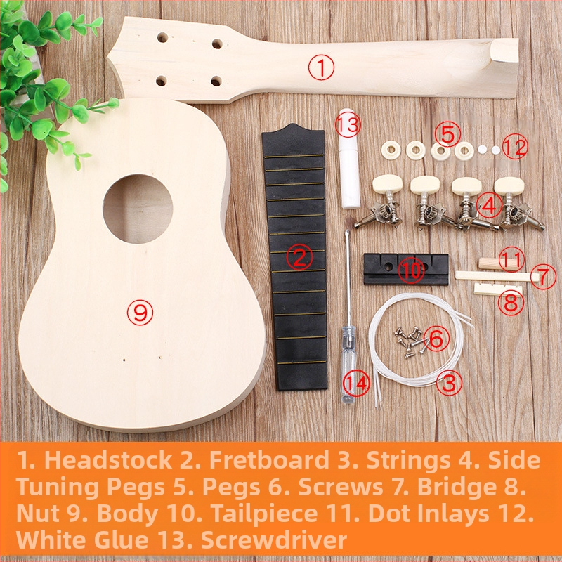 isetehtud väike kitarr lastele 21-tolline ukulele käsitöömaterjalist kott puidust muusikariista mänguasi maalitud grafiti hulgimüük