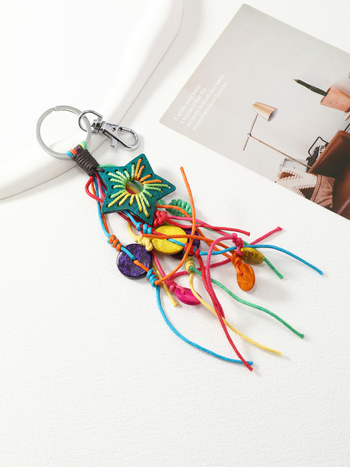 Νέα χειροποίητα υφαντά μπρελόκ με φούντα σε σχήμα ουράνιου τόξου, αξεσουάρ μενταγιόν, σκανδιναβικό στυλ, μποέμ ευρωπαϊκά και αμερικανικά στολίδια αυτοκινήτου