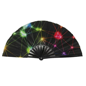 13-tolline bambusest luust Tai Chi ventilaator, suur reklaamventilaatori rõngasventilaator, võitluskunstide ventilaator, fluorestseeruv kokkupandav ventilaator