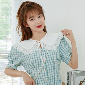 Pitsiline väike keep naistele suvine valge päikesekaitse seeliku lipsuga ja valekraega