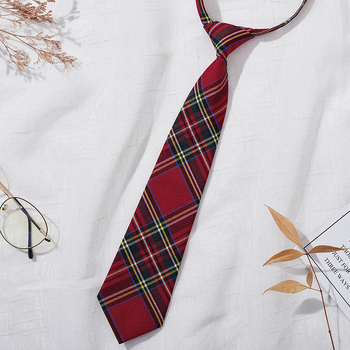 Új, nyakkendő nélküli, kockás mintás, diákpulóver, gumiszalaggal, főiskolai ruhák, japán egyenruha, bordó, kockás, nyakkendő, női