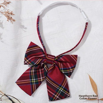 Νέο πουλόβερ χωρίς δέσιμο JK Tie Plaid Student με λαστιχένιο λουράκι για φοιτητές, Ιαπωνική στολή με καρό κρασιού και γραβάτα για γυναίκες