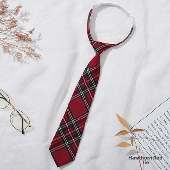 Νέο πουλόβερ χωρίς δέσιμο JK Tie Plaid Student με λαστιχένιο λουράκι για φοιτητές, Ιαπωνική στολή με καρό κρασιού και γραβάτα για γυναίκες