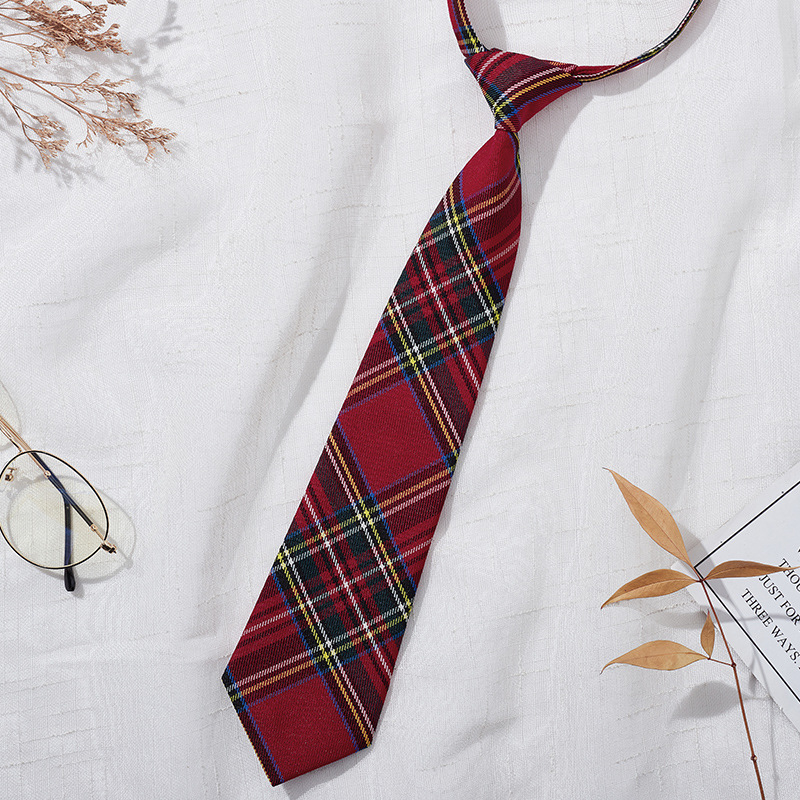 Új, nyakkendő nélküli, kockás mintás, diákpulóver, gumiszalaggal, főiskolai ruhák, japán egyenruha, bordó, kockás, nyakkendő, női