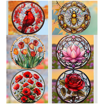 Ristpiiriline papagoi, mesilane, lootos, roos, vikerkaar, projektsioonprisma, elektrostaatiline klaasist kleebis, päikesevalgusepüüdja, elektrostaatiline klaasist kleebis