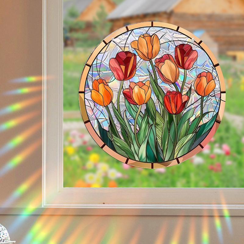 Ristpiiriline papagoi, mesilane, lootos, roos, vikerkaar, projektsioonprisma, elektrostaatiline klaasist kleebis, päikesevalgusepüüdja, elektrostaatiline klaasist kleebis