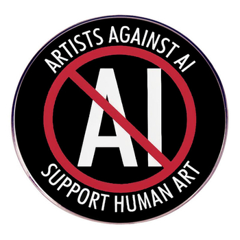 Művész a mesterséges intelligencia ellen bross, támogatja az emberi művészetet, kitűző fémötvözetből készült jelvény kiegészítők