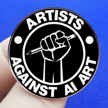Művész a mesterséges intelligencia ellen bross, támogatja az emberi művészetet, kitűző fémötvözetből készült jelvény kiegészítők