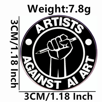 Művész a mesterséges intelligencia ellen bross, támogatja az emberi művészetet, kitűző fémötvözetből készült jelvény kiegészítők