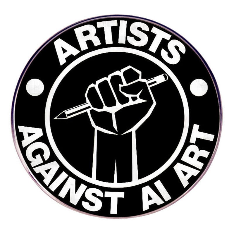 Művész a mesterséges intelligencia ellen bross, támogatja az emberi művészetet, kitűző fémötvözetből készült jelvény kiegészítők