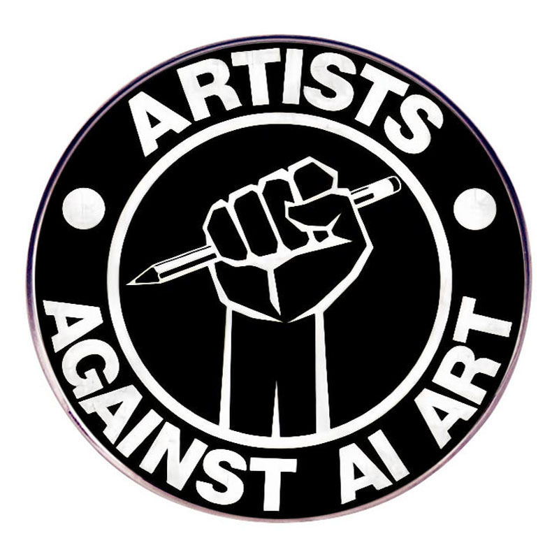 Művész a mesterséges intelligencia ellen bross, támogatja az emberi művészetet, kitűző fémötvözetből készült jelvény kiegészítők