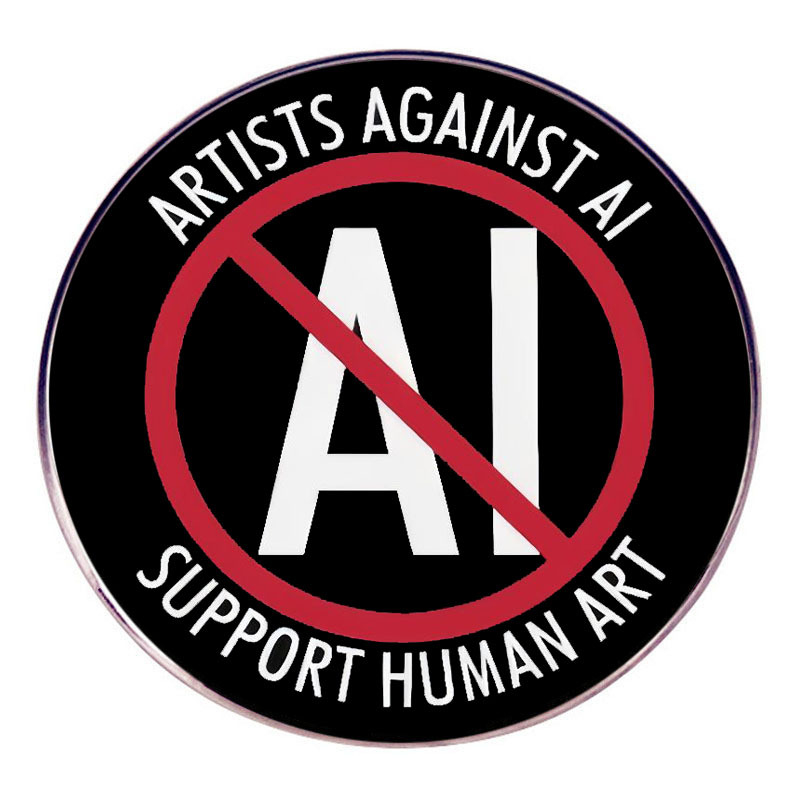 Művész a mesterséges intelligencia ellen bross, támogatja az emberi művészetet, kitűző fémötvözetből készült jelvény kiegészítők