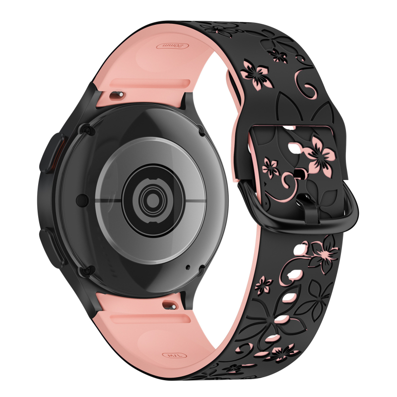 Samsung Watch4/5/6/7/FE kétszínű szilikon mintás szíj 20 mm-es varratmentes csuklópánt