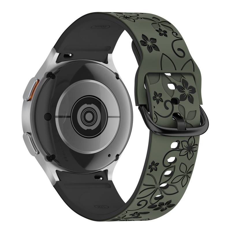 Samsung Watch4/5/6/7/FE kétszínű szilikon mintás szíj 20 mm-es varratmentes csuklópánt