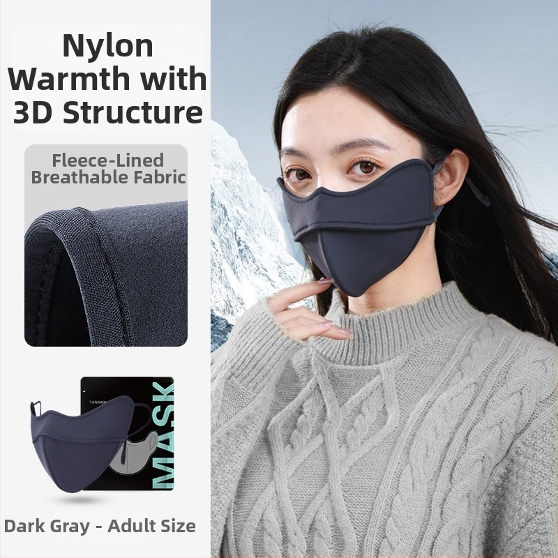 Nailoninė termo kaukė rudeniui ir žiemai su 5D nosies juostele, su fliso pamušalu, trimatė, unisex, atspari vėjui ir šalčiui, tinka važinėjimui dviračiu ir slidinėjimui, tiesiogiai iš gamyklos.
