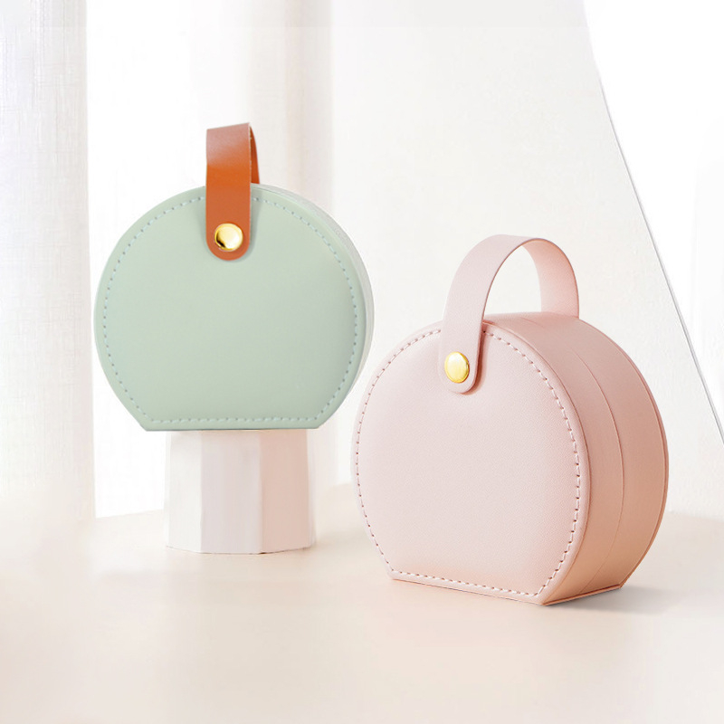 pusapvalė nešiojama papuošalų dėžutė, laikymo dėžutė princesės rankinė, mini auskarai, karoliai, žiedų dėžutė, tarptautinė kolekcija sandėlyje