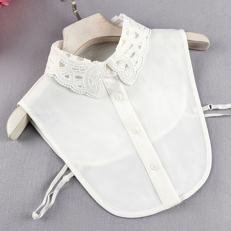 Nyári új, hamisgalléros női ing, ránctalanító sifon, hímzett, hamisgalléros inggallérral, díszes félhosszú ing, hamisgalléros