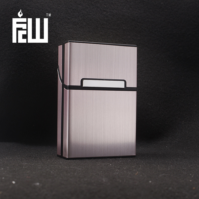 Koreai FCW férfi 20 darabos, szálcsiszolt alumínium cigarettatartó céglogóval, lézeres nagykereskedelemmel