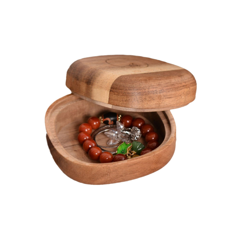 Kūrybinė akacijos medžio papuošalų dėžutė, staliniai auskarai, apyrankės, papuošalų pakavimo dėžutė, medžio masyvo nešiojamų papuošalų medinė dėžutė