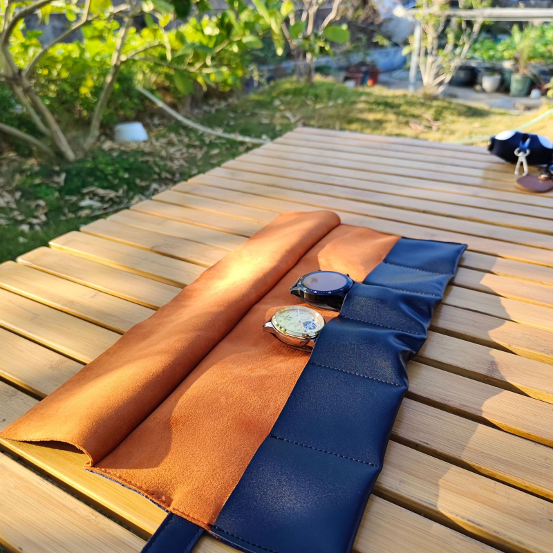 Retro stiliaus daugiafunkcis odinis laikrodžių krepšys, kūrybingas sulankstomas didelės talpos odinis laikrodžių dėžutės formos krepšys, pritaikytas laikrodžių krepšiui