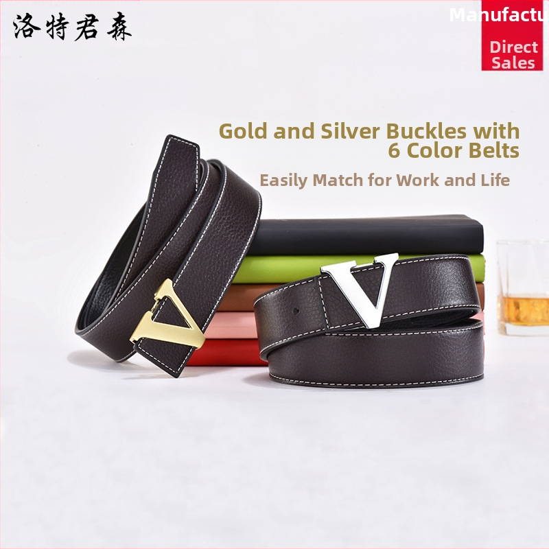Gyártói divatos férfi öv V-alakú öv koreai stílusú licsi mintás divatos betűs öv férfi és női marhaöv