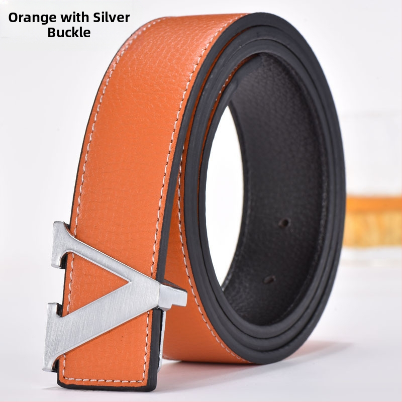 Gyártói divatos férfi öv V-alakú öv koreai stílusú licsi mintás divatos betűs öv férfi és női marhaöv