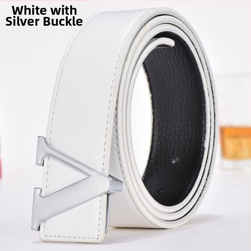 Gyártói divatos férfi öv V-alakú öv koreai stílusú licsi mintás divatos betűs öv férfi és női marhaöv