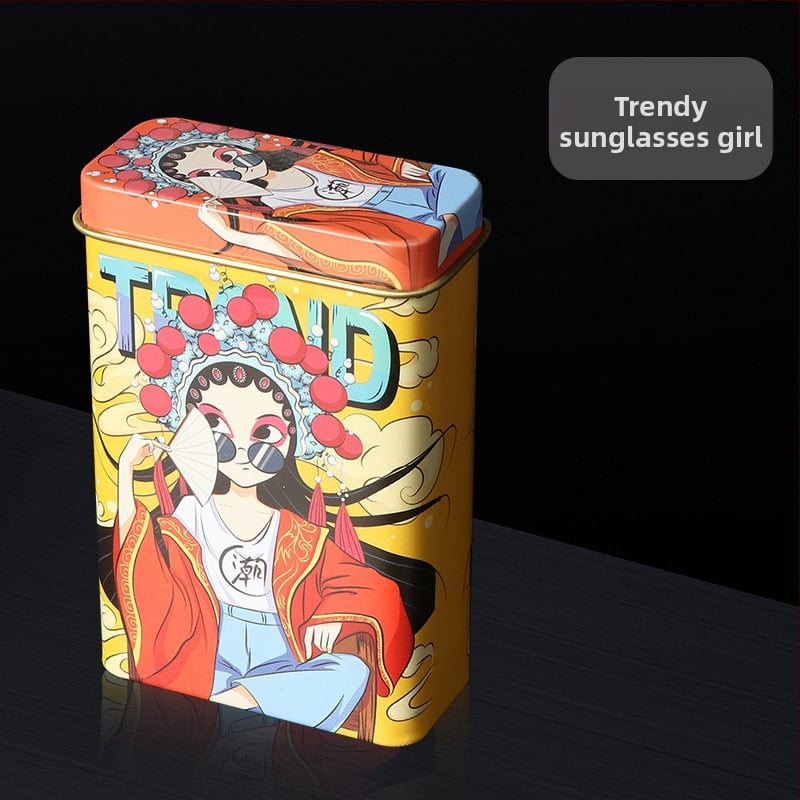 Nauja 20 vnt. pakuotė su atlenkiamu metaliniu integruotu cigarečių dėklu, kūrybinga, daugiafunkcinė, vandeniui ir drėgmei atspari vyriška skardinė dėžutė, tiesiogiai parduodama