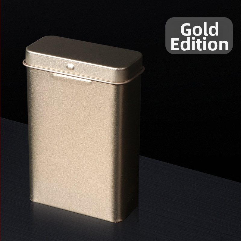 Nauja 20 vnt. pakuotė su atlenkiamu metaliniu integruotu cigarečių dėklu, kūrybinga, daugiafunkcinė, vandeniui ir drėgmei atspari vyriška skardinė dėžutė, tiesiogiai parduodama